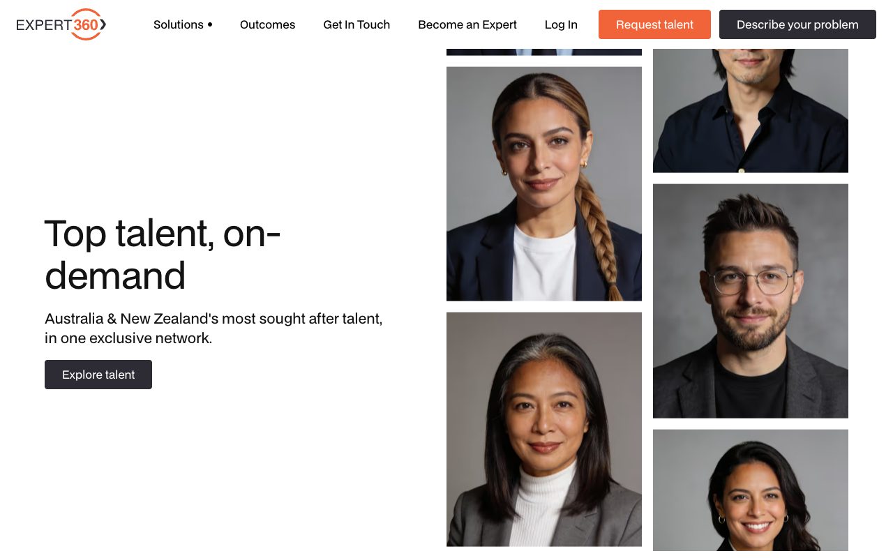 Expert360's page for browsing talent in October 2026: Top talent, on-demand, Australia & New Zealand's most sought after talent