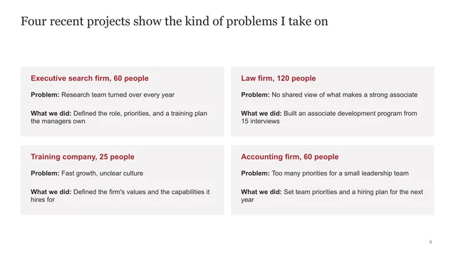 Selected projects slide template