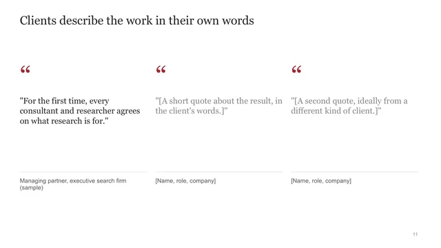 What clients say slide template