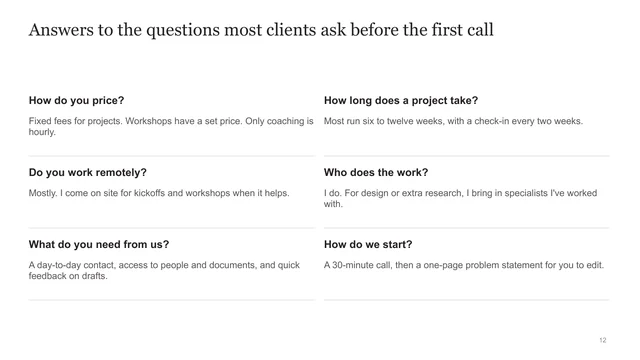 Common questions slide template