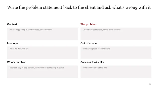 Problem statement slide from the course templates